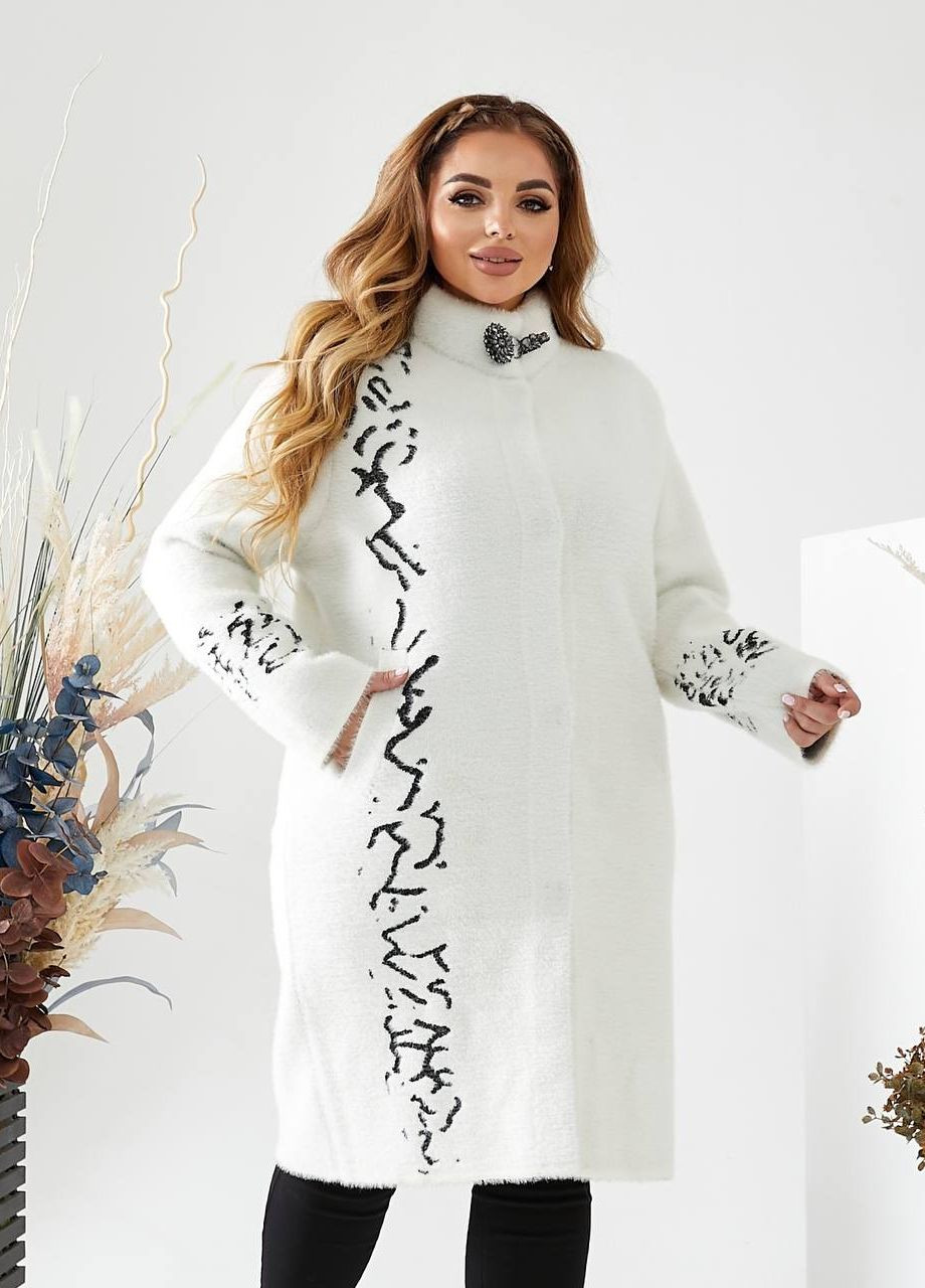 Белое демисезонное Пальто с альпаки Hand Made