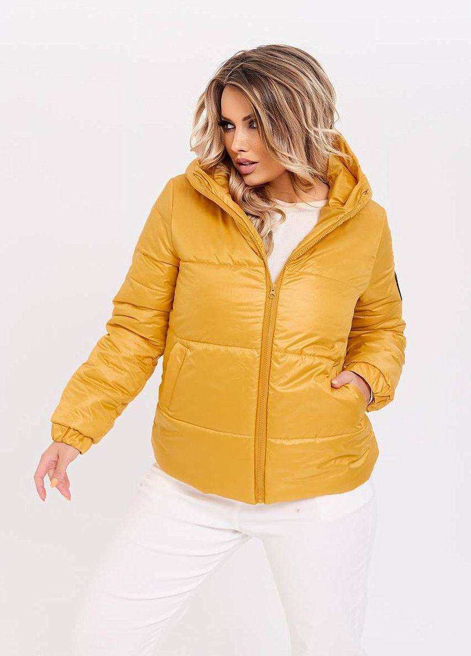 Желтая демисезонная женская куртка больших размеров Liton