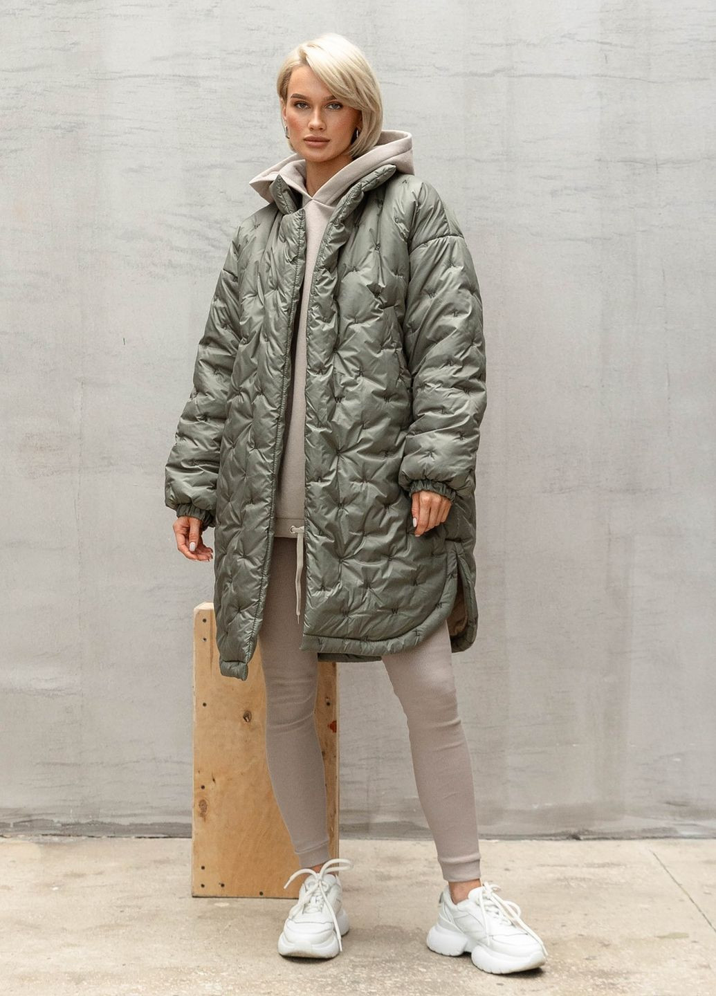 Оливкова зимня куртка-сорочка Liton