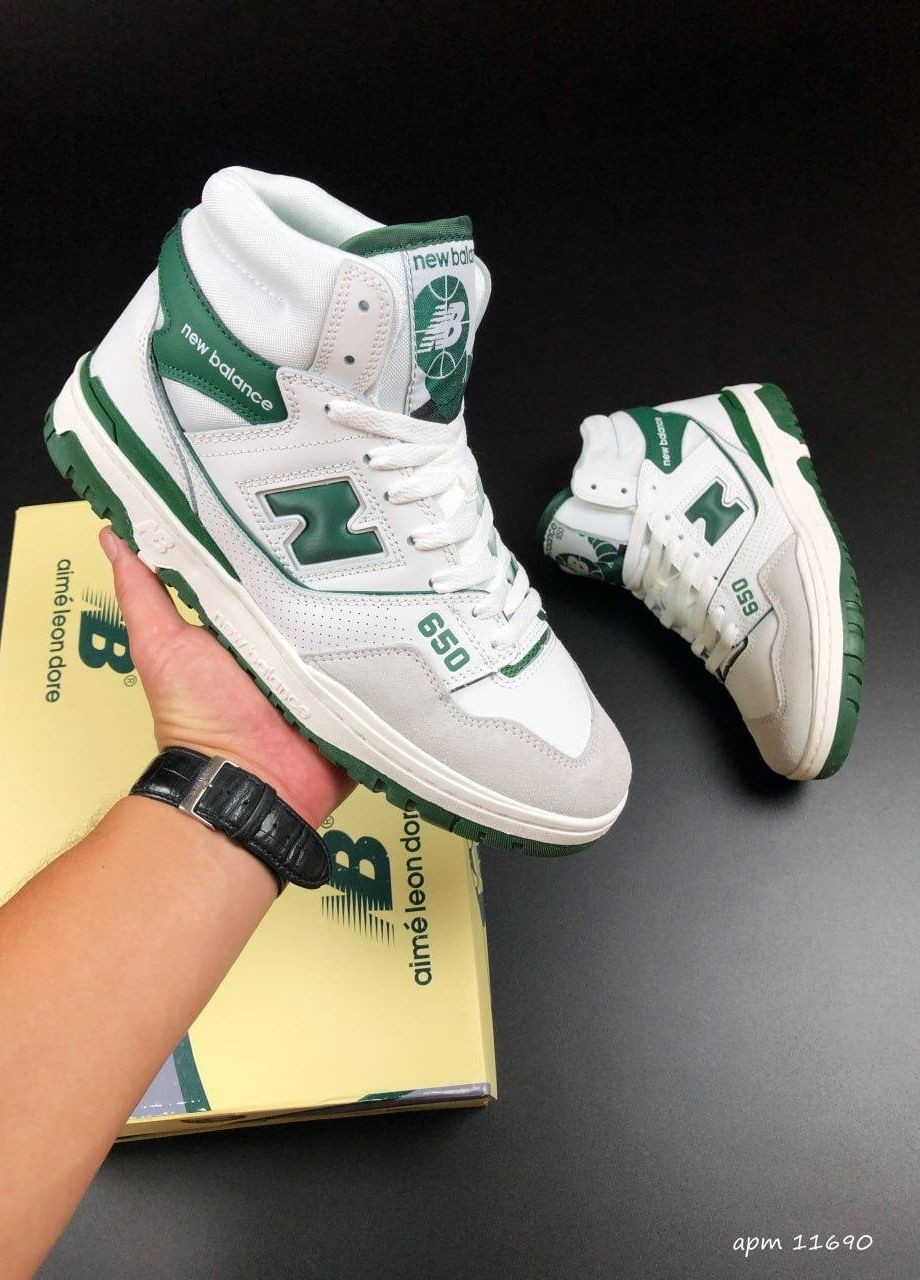 Белые демисезонные белые с зеленым женские кроссовки No Brand