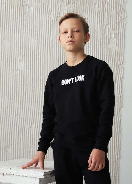 GBI подростковый свитшот для мальчика *don't look* teens надпись черный повседневный хлопок