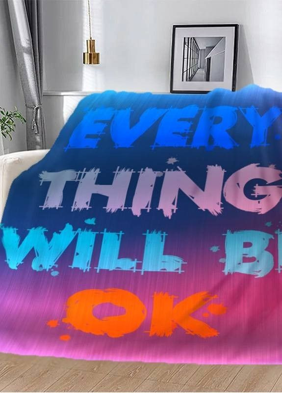 Плед "EVERY THING WILL BE OK" 3D плюш 160х200 см арт 2743 No Brand (263513679)