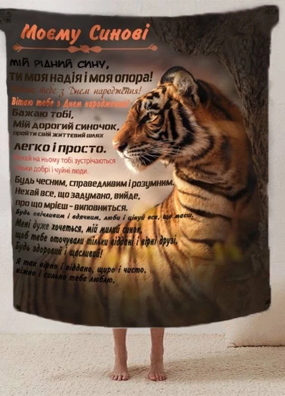 Плед "Теплі побажання сину" 3D плюш 135х160 см арт 2628 No Brand (263513599)