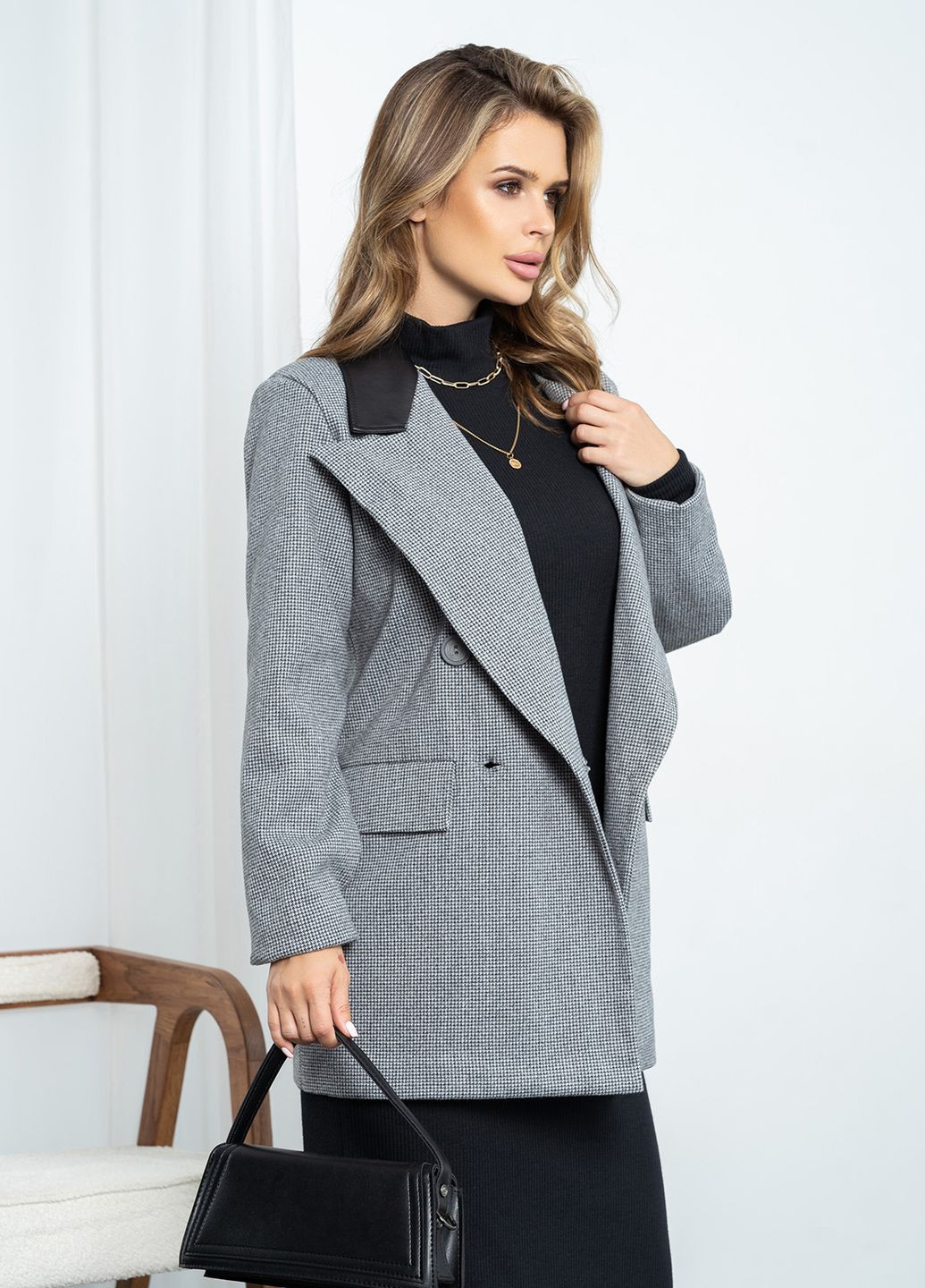 Серый женский пиджак ISSA PLUS - демисезонный