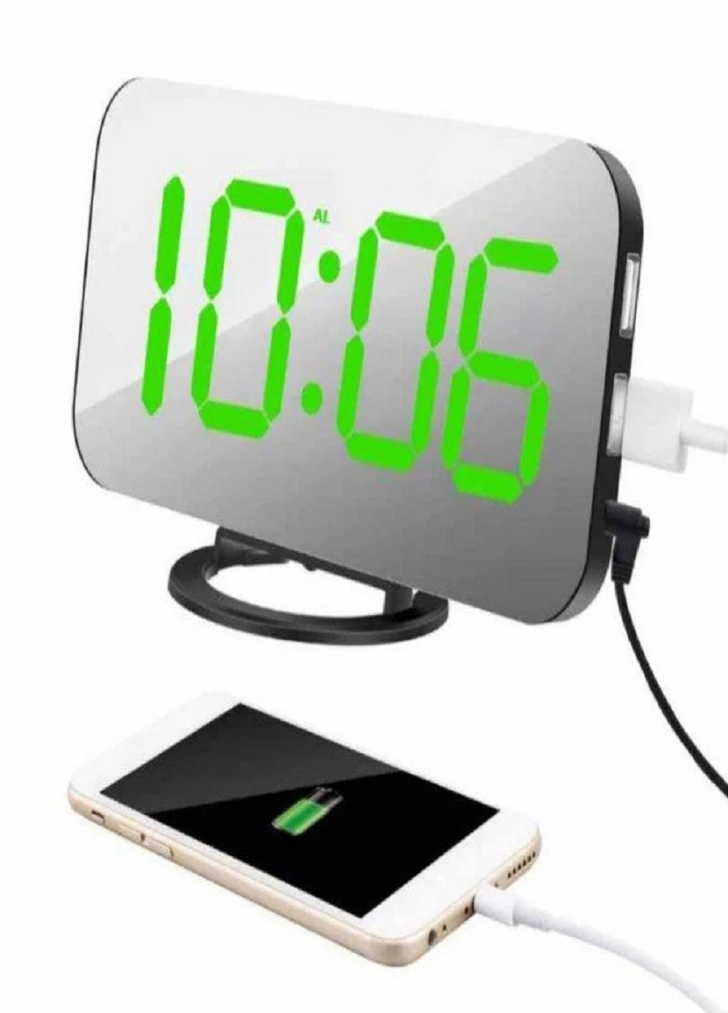 Настільний електронний годинник з підсвіткою і живленням від мережі 220В DS-3625L Чорний корпус Зелена підсвітка VTech (263429188)