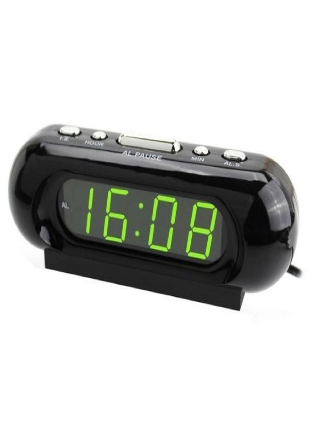 Настільний електронний годинник з підсвіткою і живленням від мережі 220В VST-716 Чорний корпус Зелена підсвітка VTech (263429189)