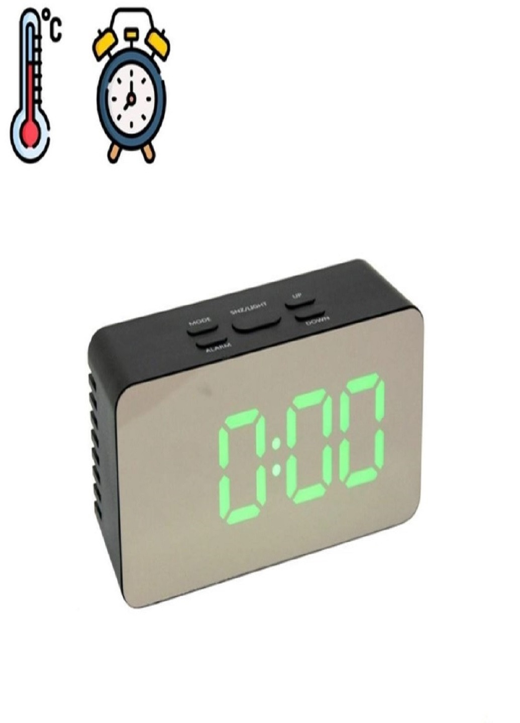 Настільний електронний годинник з підсвіткою і живленням від мережі 220В або батарейок DS-3658 Чорний корпус Зелена підсвітка VTech (263429169)