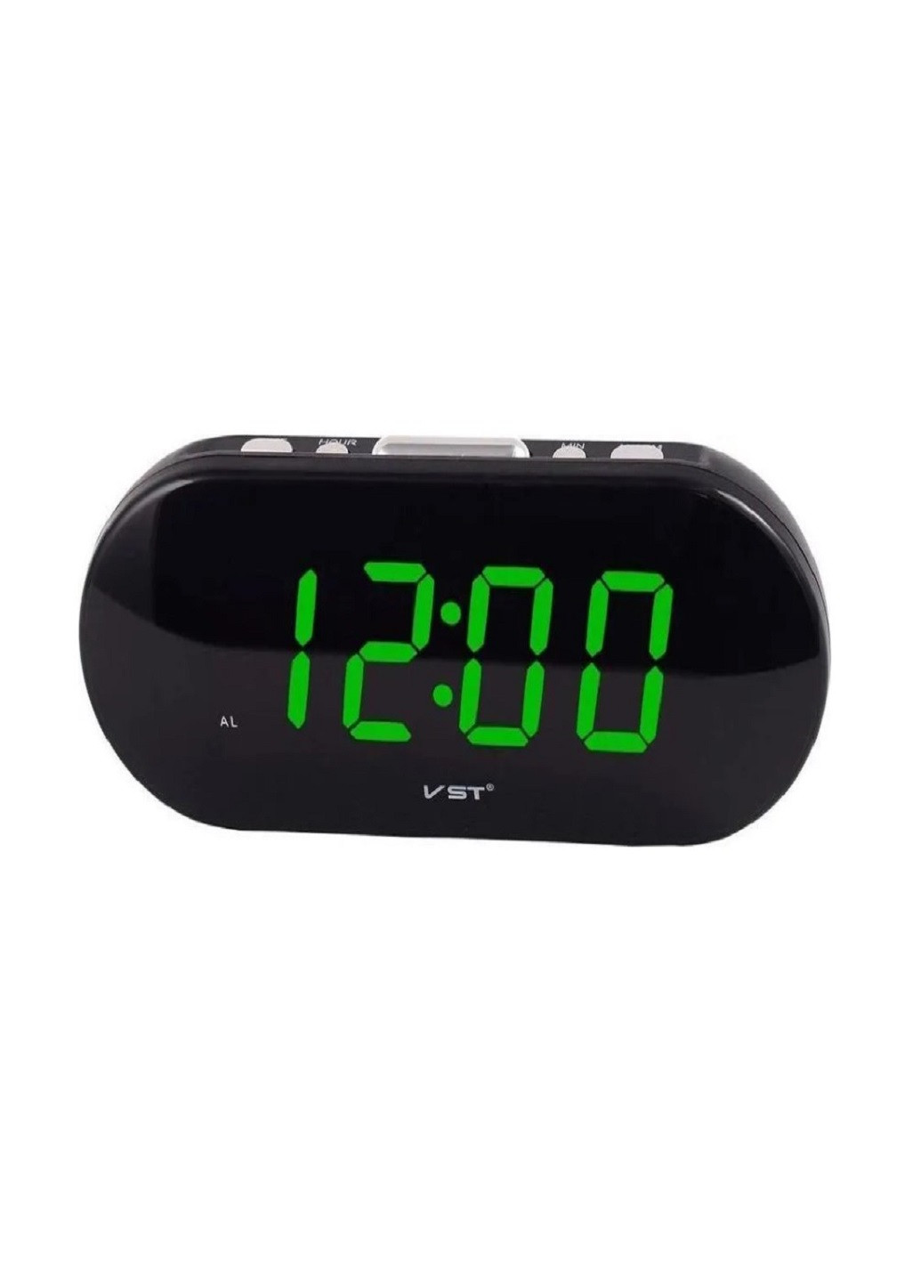 Настольные электронные часы с подсветкой и питанием от сети 220В VST-717 Черный корпус Зеленая подсветка VTech (263429163)