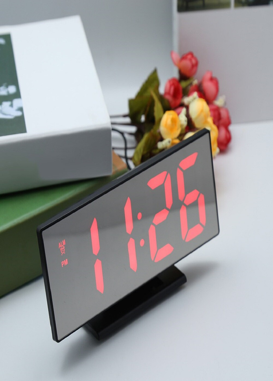 Настольные электронные часы с подсветкой и питанием от сети 220В DS-3618 Черный корпус Красная подсветка VTech (263360286)
