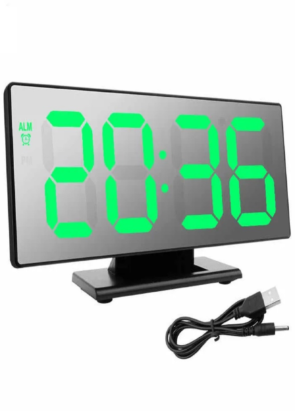 Настольные электронные часы с подсветкой и питанием от сети 220В DS-3618 Черный корпус Зеленая подсветка VTech (263360247)