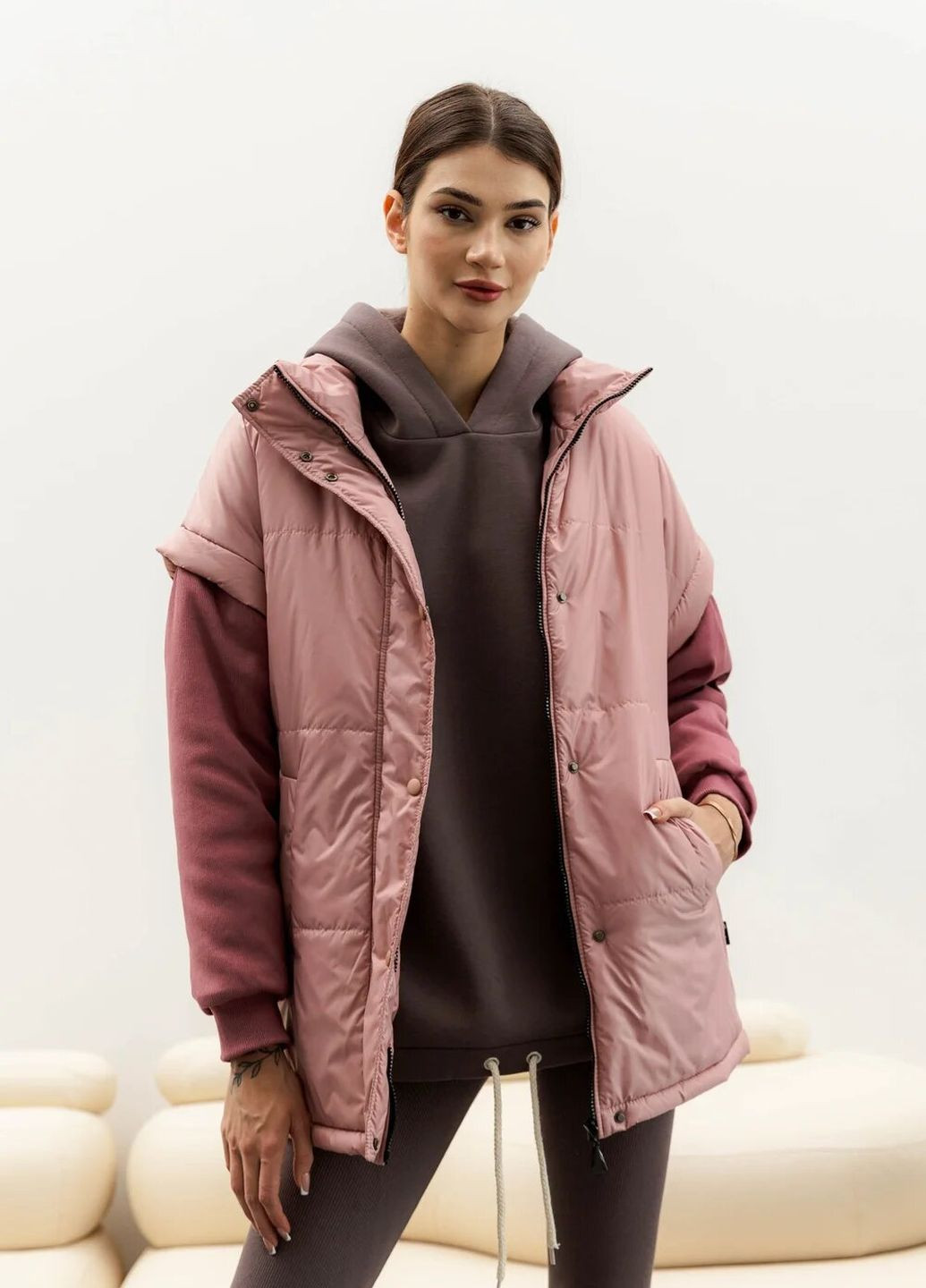 Розовая демисезонная куртка-жилет jacket-vest Seventeen