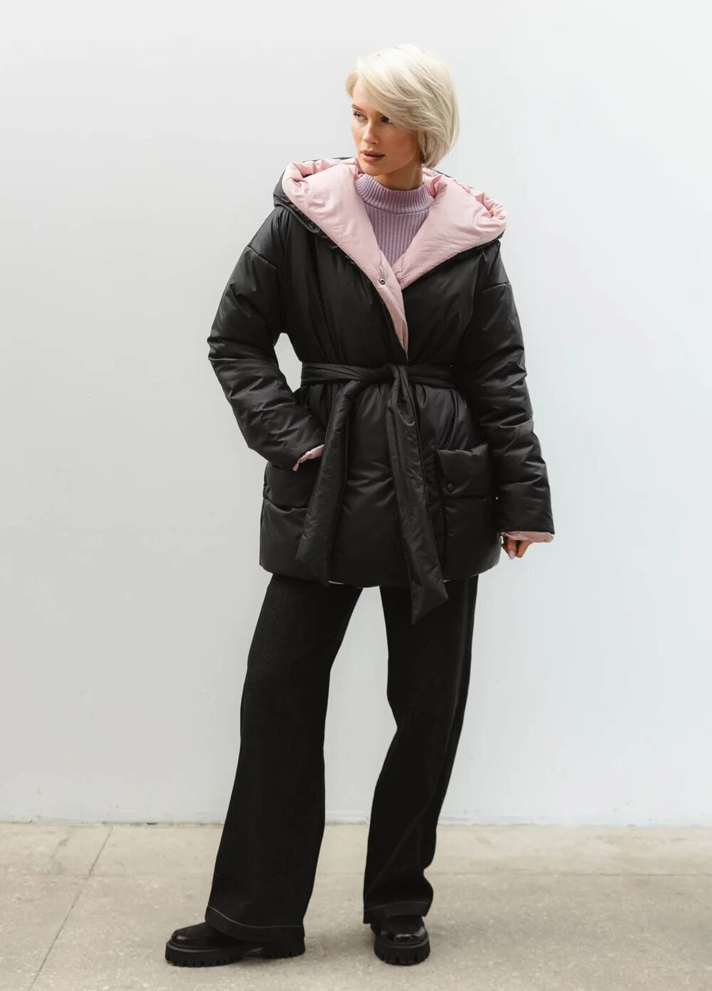 Розовая зимняя двухсторонняя куртка double-sided Seventeen