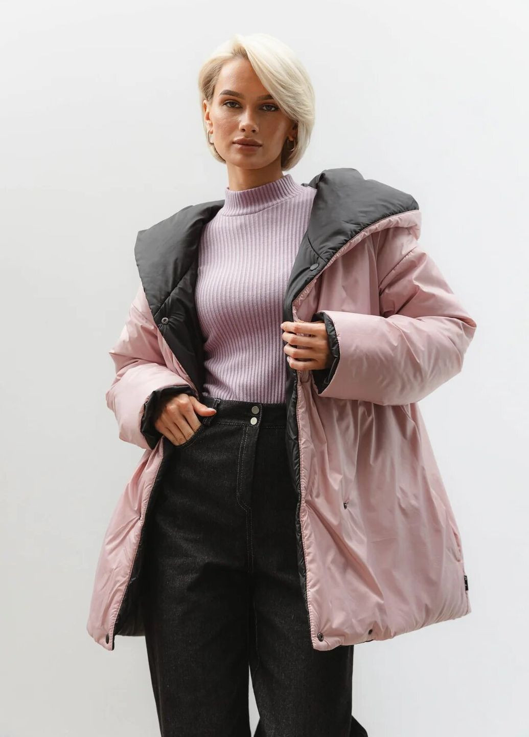 Розовая зимняя двухсторонняя куртка double-sided Seventeen