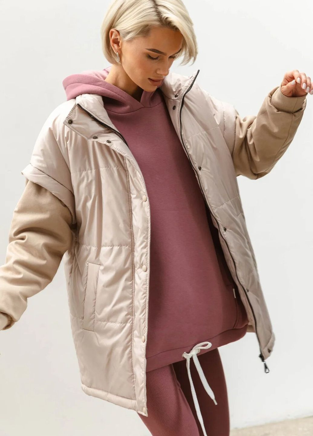 Бежевая демисезонная куртка-жилет jacket-vest Seventeen