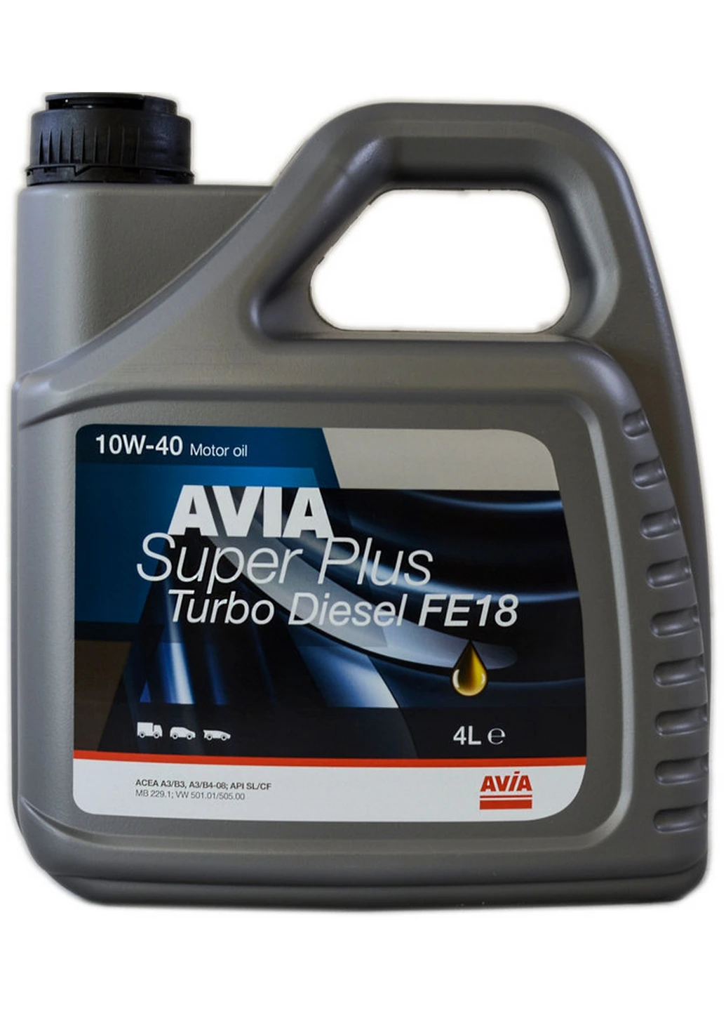 Масло 10w40 4л Super Plus FE18 Turbo Diesel, API SL/CF 12х23х25 см Avia (263427119)