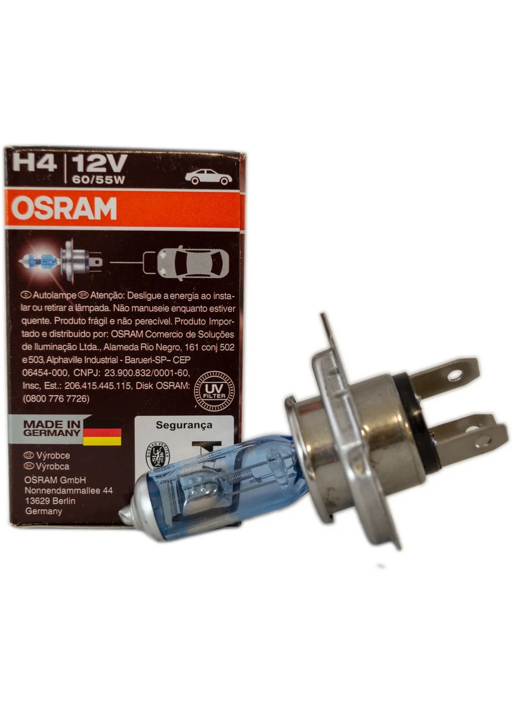 Галогенна лампа H4 12V 60/55W P43T +150% Night Breaker Laser 4,5х4,5х7,5 см Osram (263425529)