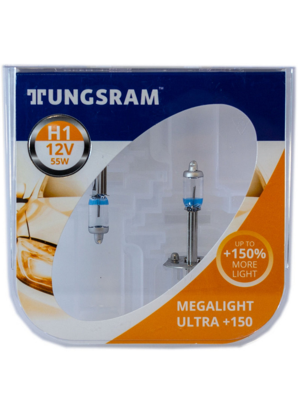 Галогенная лампа H1 12V 55W P14,5s +150% Megalight Ultra, (2 шт.) 6х11х10,5 см No Brand (263425151)