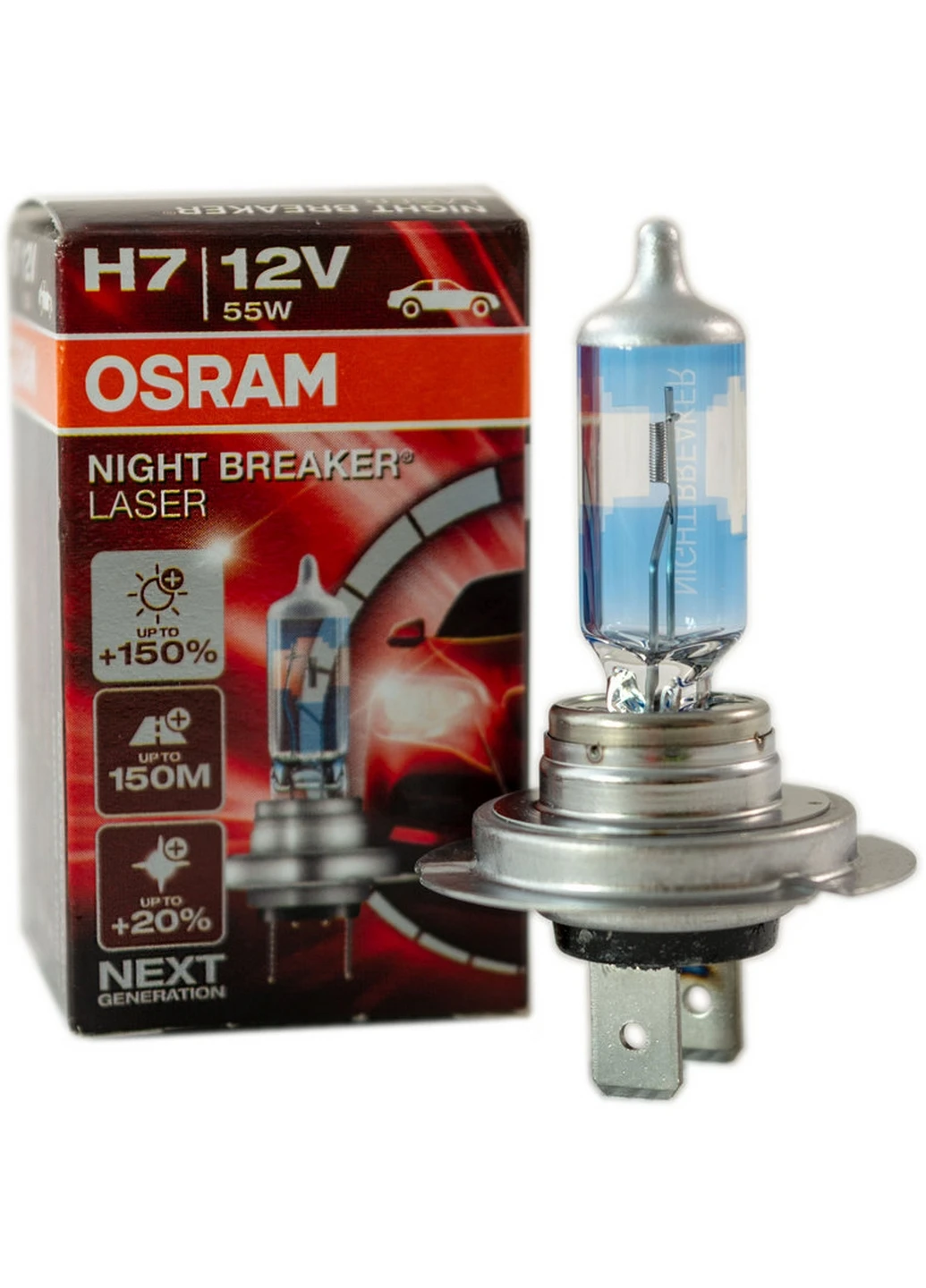 Галогенна лампа H7 12V 55W PX26D +150% Night Breaker Laser 3,5х5,5х3,5 см Osram (263424522)