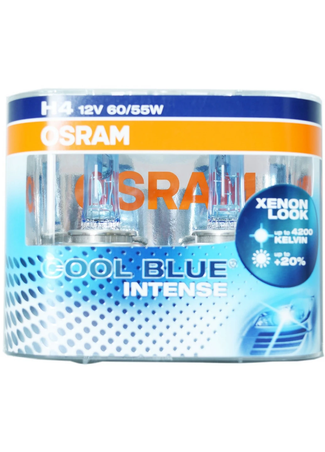 Галогенная лампа H4 12V 60/55W P43T +20% Cool Blue Intense 4200K (2 шт.) 5х11,5х9 см Osram (263427496)
