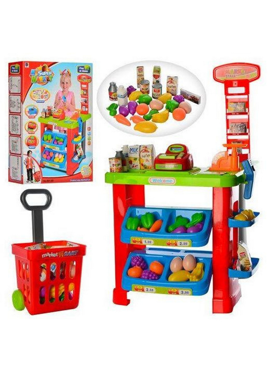 Детский игровой набор Магазин с тележкой и продуктами. 63х45х16 см Limo Toy (263424338)