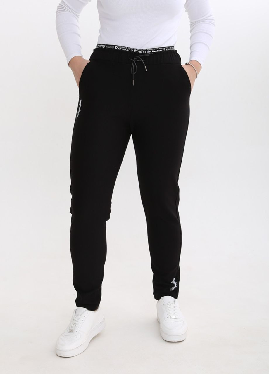 Брюки женские черные со стрейчем пояс на резинке большого размера Adorati MOM (263360479)