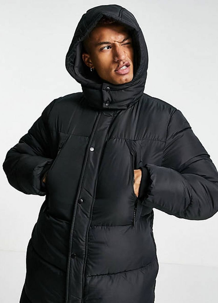 Чорна зимня куртка Asos зимова подовжена 1996544 BLACK