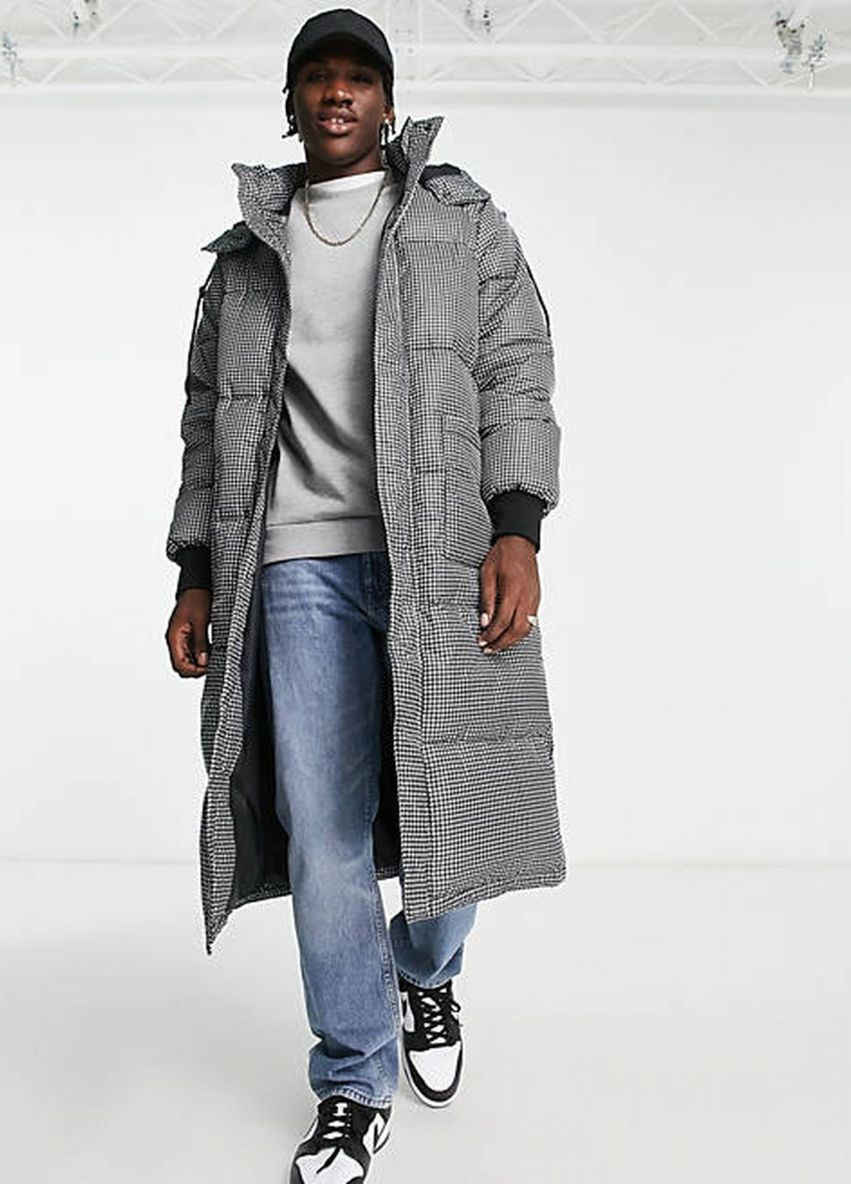 Черно-белая зимняя куртка Urbancode зимова подовжена 119655221 black & white