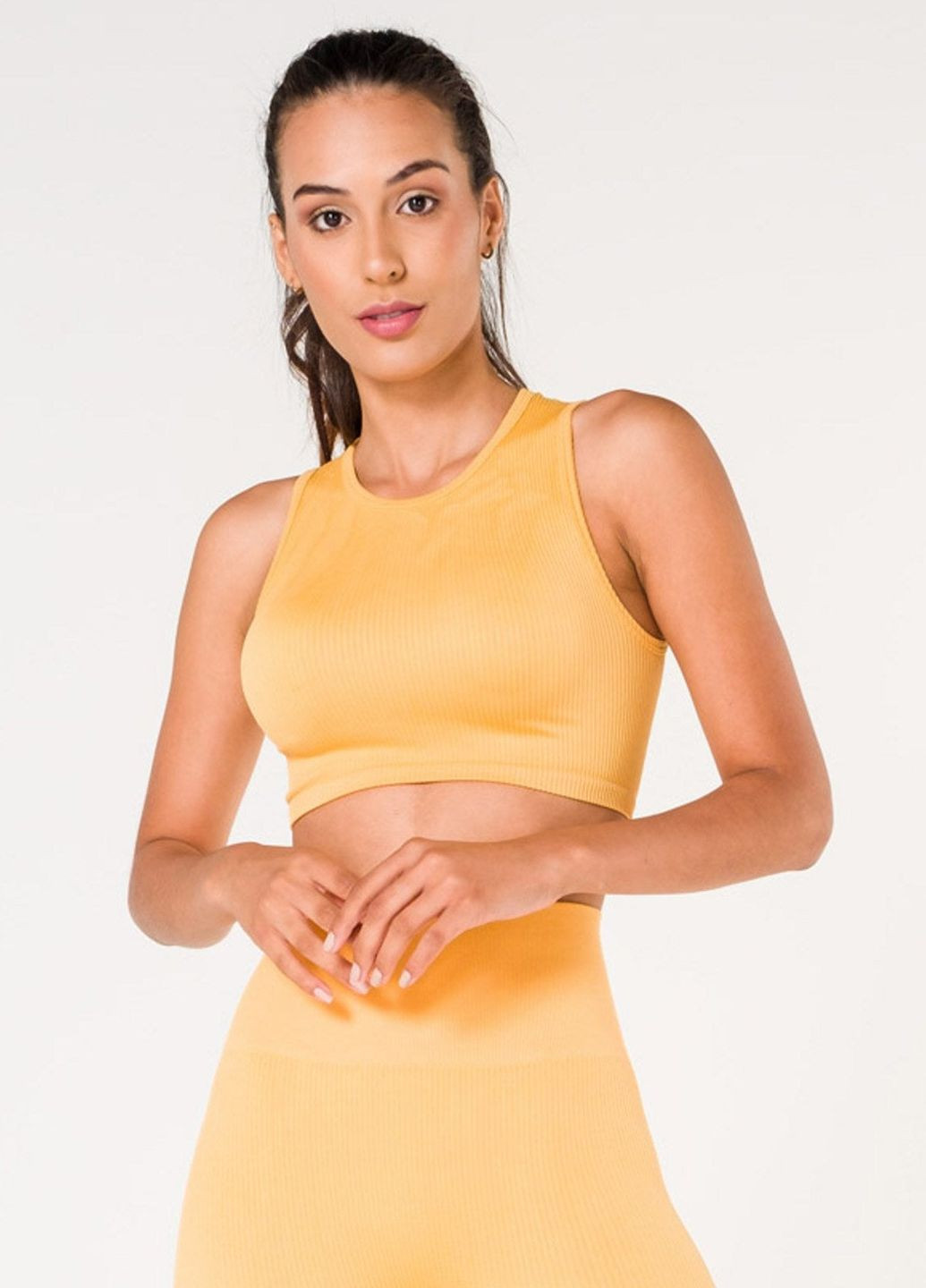Бесшовный спортивный топ в рубчик FORM ACTIVE 1510 mustard (263437125)