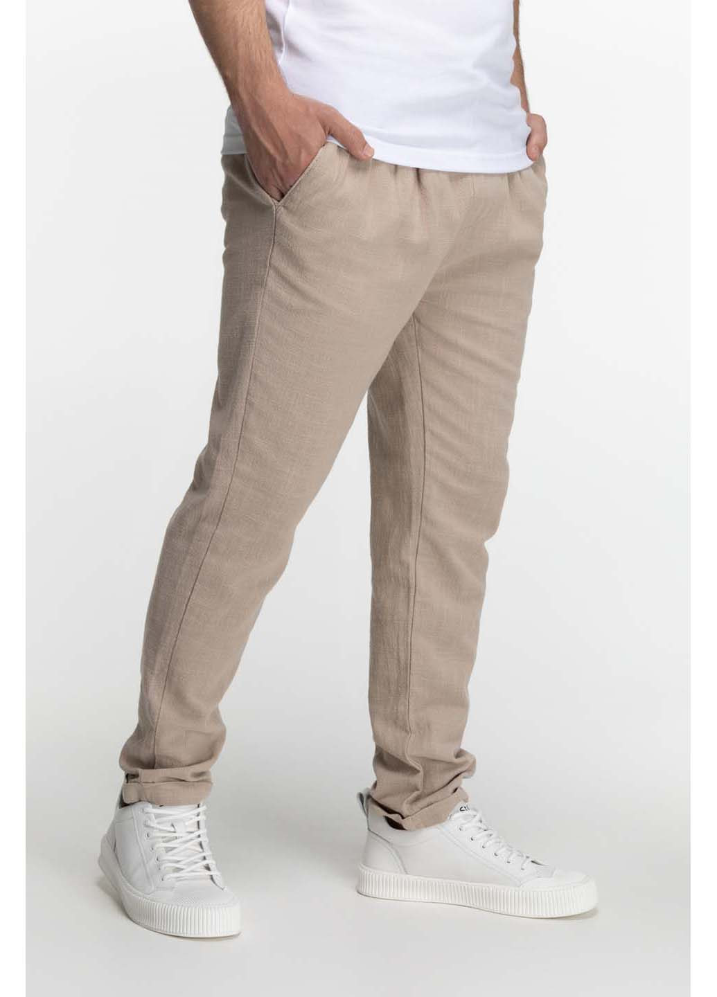 Светло-бежевые кэжуал демисезонные брюки Figo