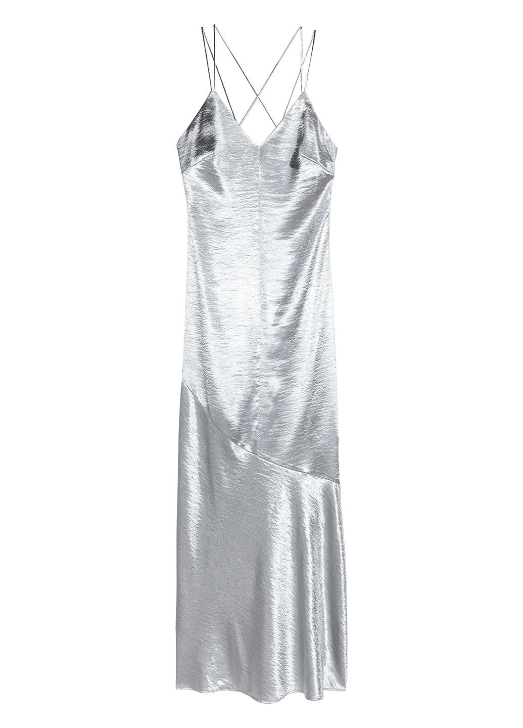 Серебряное платье H&M однотонное