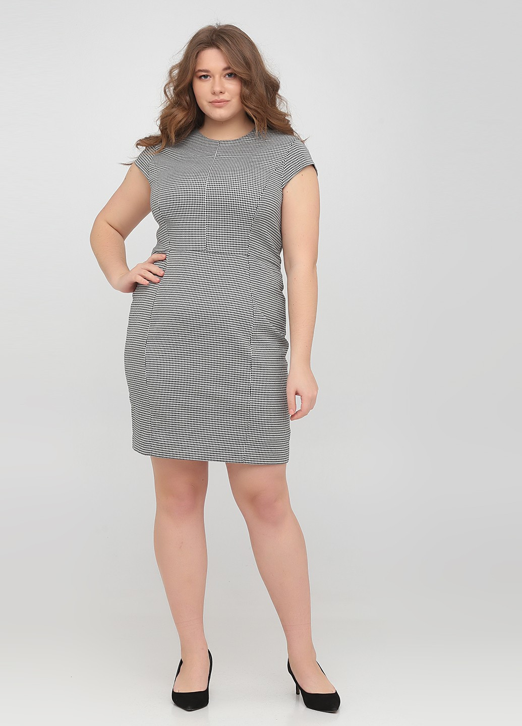 Білий сукня H&M з візерунком "гусяча лапка"