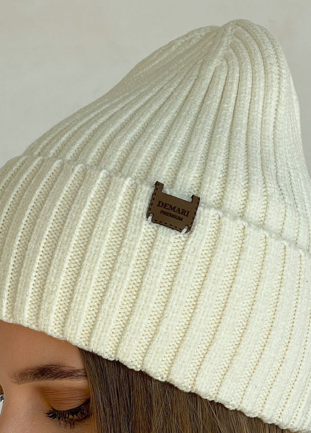 Теплая зимняя кашемировая женская шапка с отворотом на флисовой подкладке 500129 DeMari шерри (263508375)