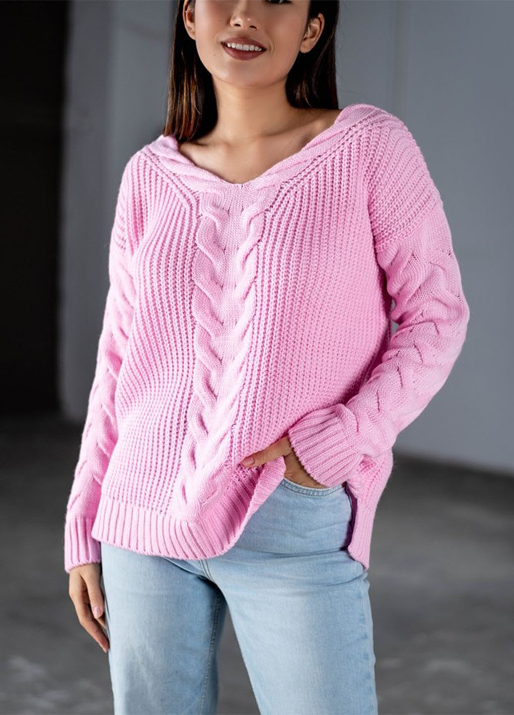 Розовый демисезонный свитер "ева" Anika