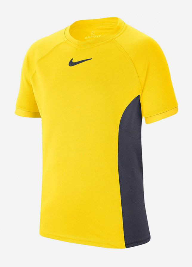 Желтая демисезонная футболка детская boy dry ss top yellow/grey (xs) Nike