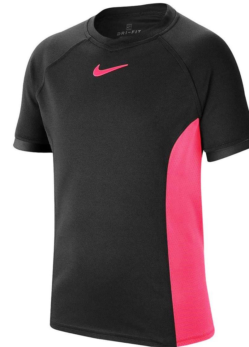 Чорна демісезонна футболка дитячі boy dry ss top black/pink (s) Nike