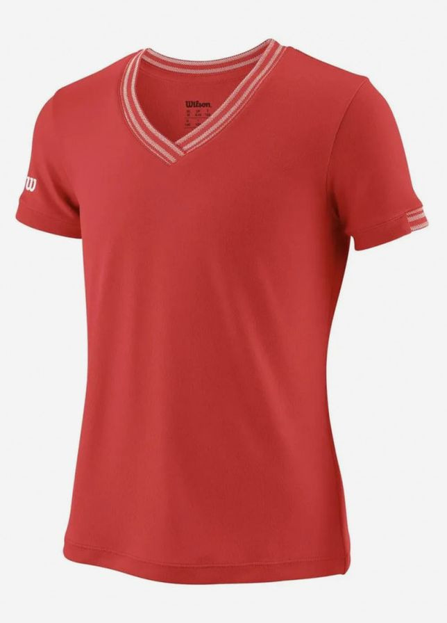 Червона демісезонна футболка дитячі jr team v-neck red (s) Wilson