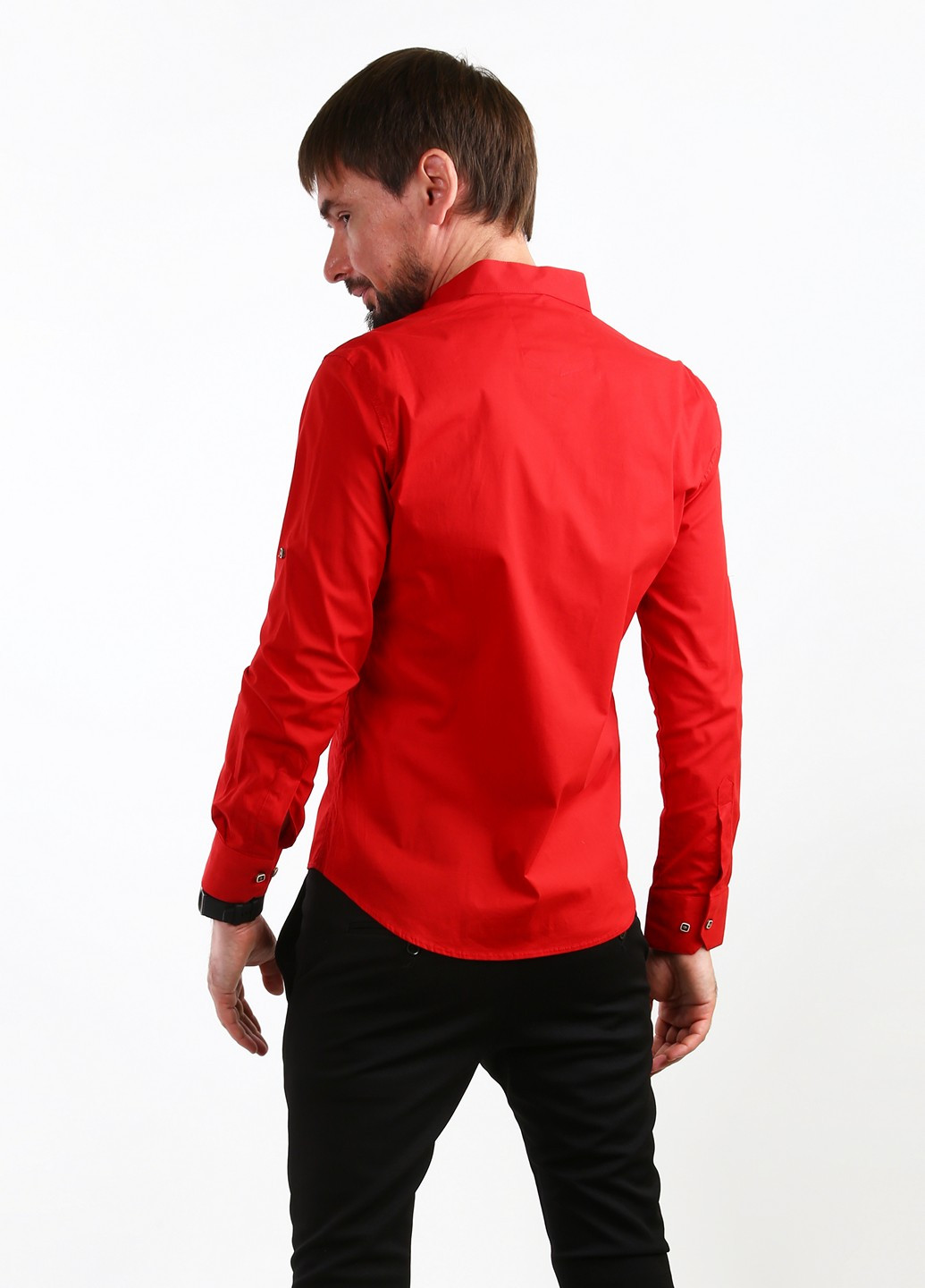 Красная кэжуал рубашка однотонная Gold Milano