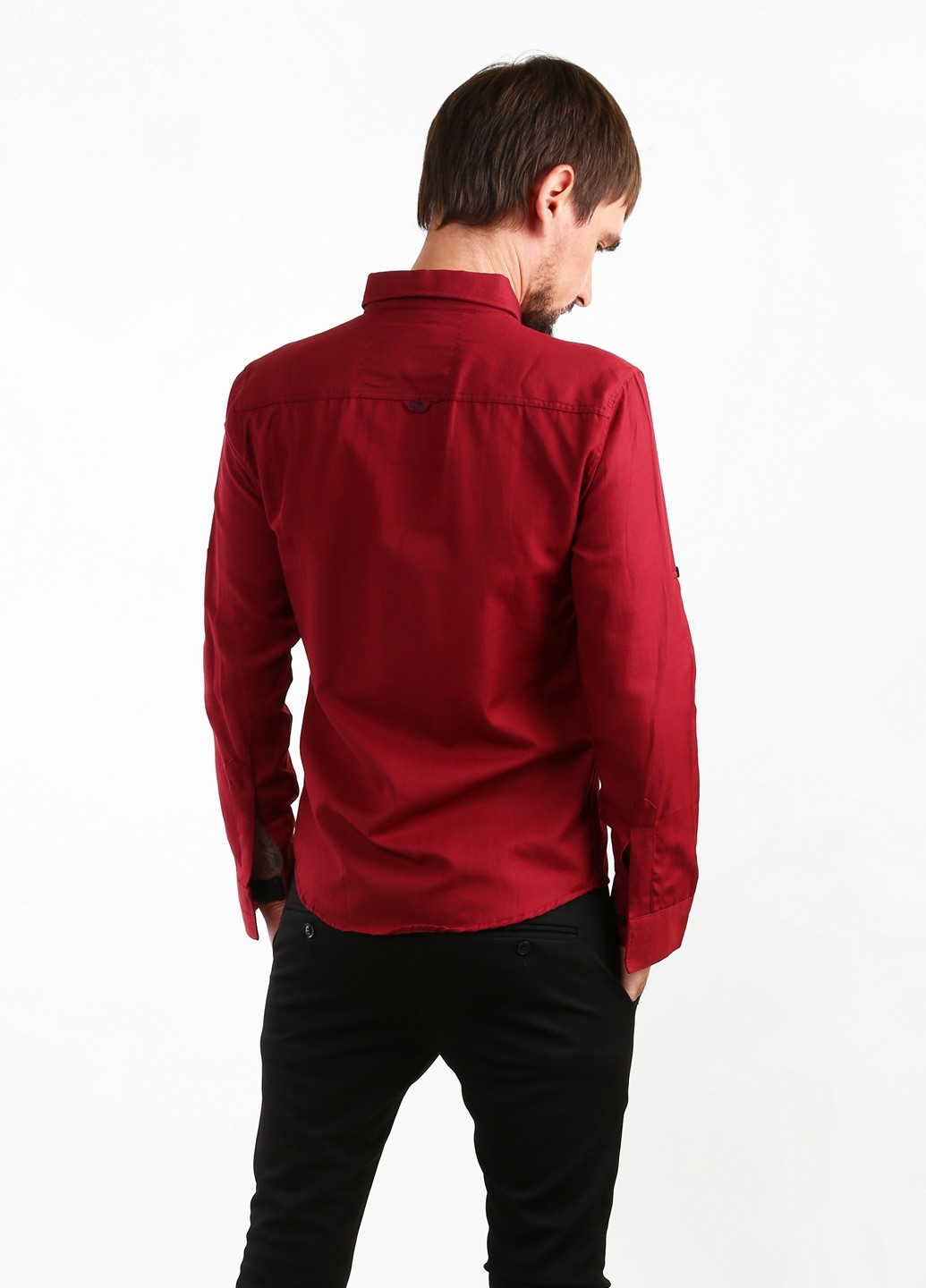 Бордовая кэжуал рубашка однотонная Philipp Plein
