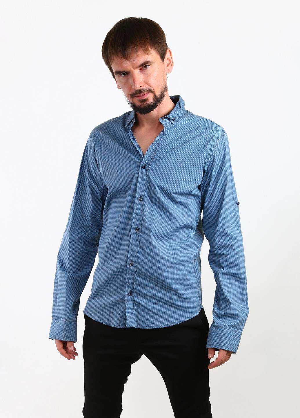 Серо-синяя кэжуал рубашка в клетку Three Black Club