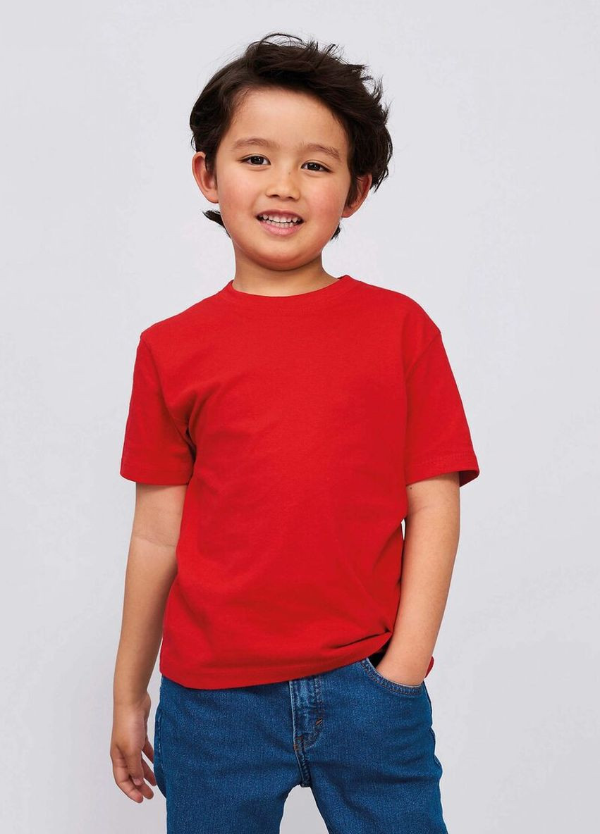 Красная демисезонная красная футболка базовая детская 146 TvoePolo