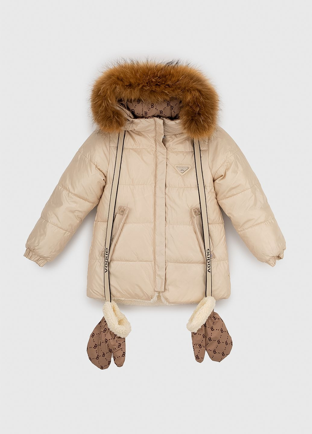 Бежевая зимняя куртка Feiying