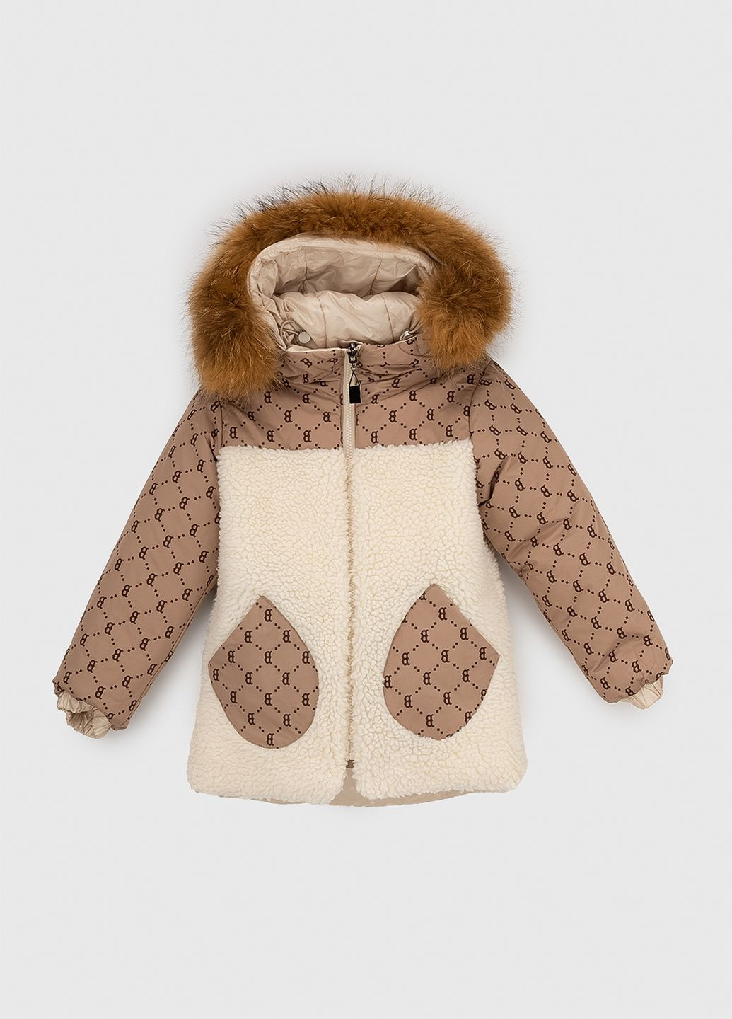 Бежевая зимняя куртка Feiying