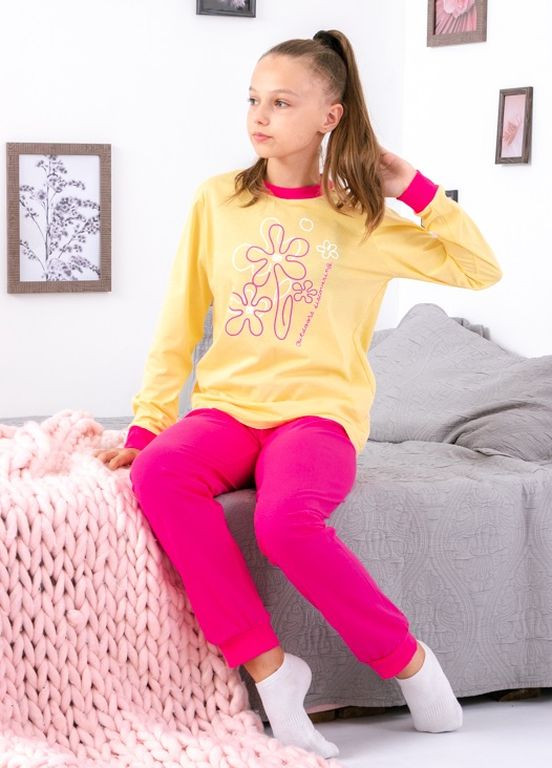 Желтая зимняя пижама для девочки (подростковая) Носи своє