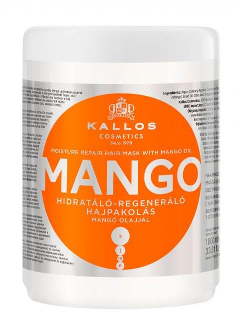 Маска для волосся Cosmetics Mango Moisture Repair Mask зволожуюча з олією манго 1 л Kallos (263606462)