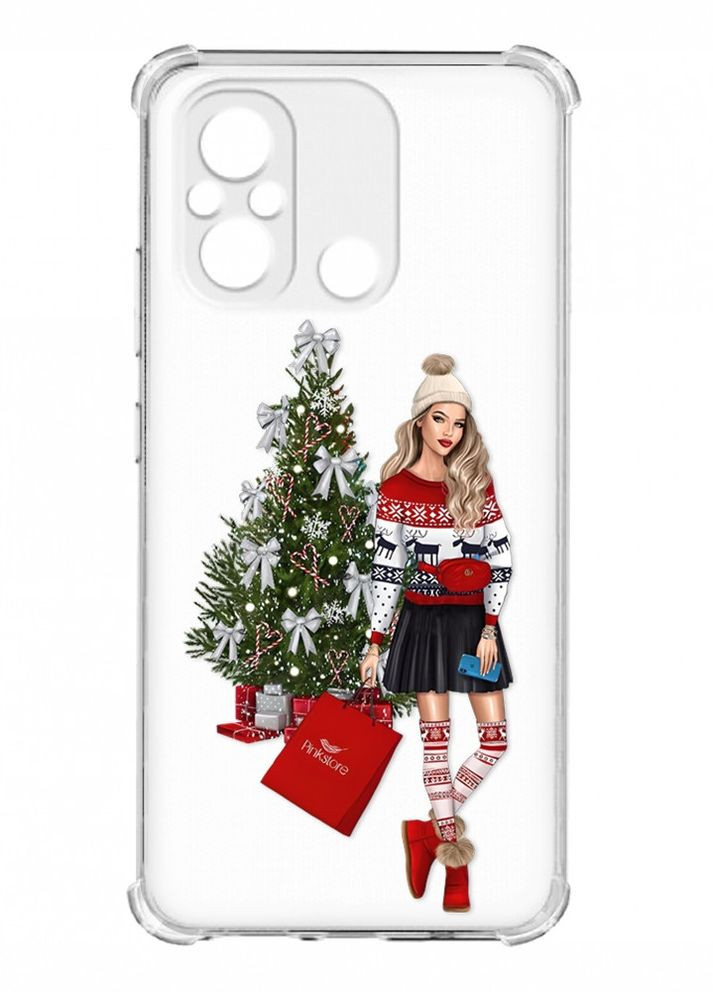 Чехол с утолщёнными углами на Xiaomi Redmi 12C :: Девушка с подарками (новогодний принт 141) Creative (263688130)