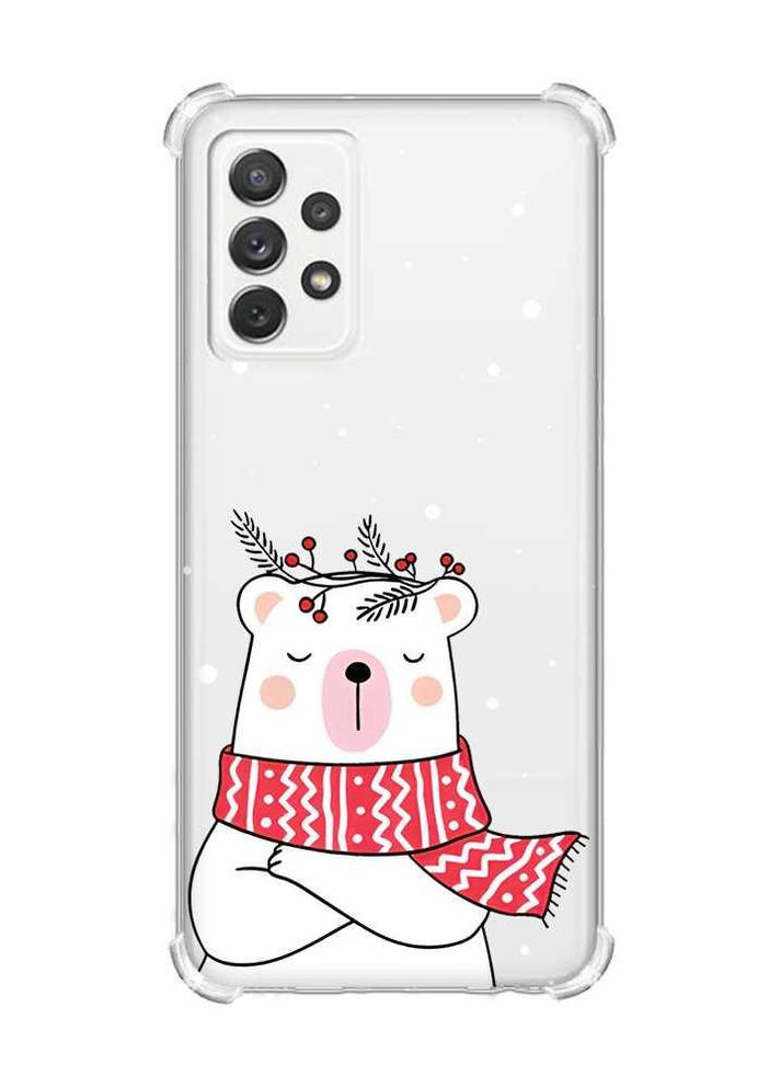 Чехол с утолщёнными углами на Samsung Galaxy A72 Медведь в шарфе (новогодний принт 147) Creative (263690133)