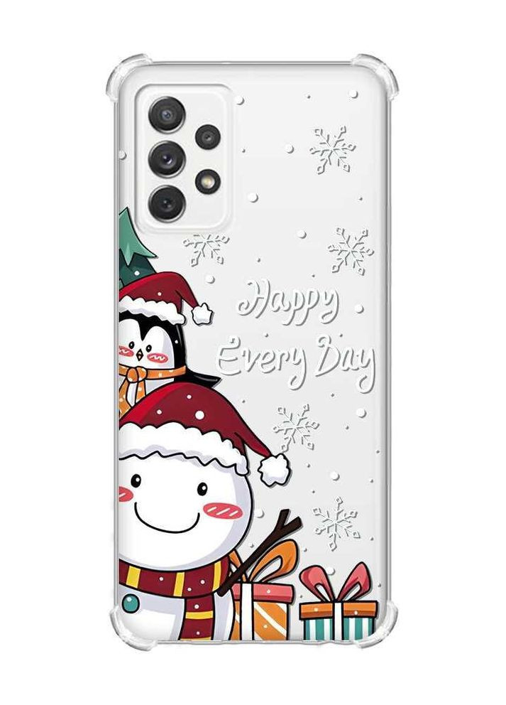 Чехол с утолщёнными углами на Samsung Galaxy A72 Снеговик и пингвин (новогодний принт 156) Creative (263689319)
