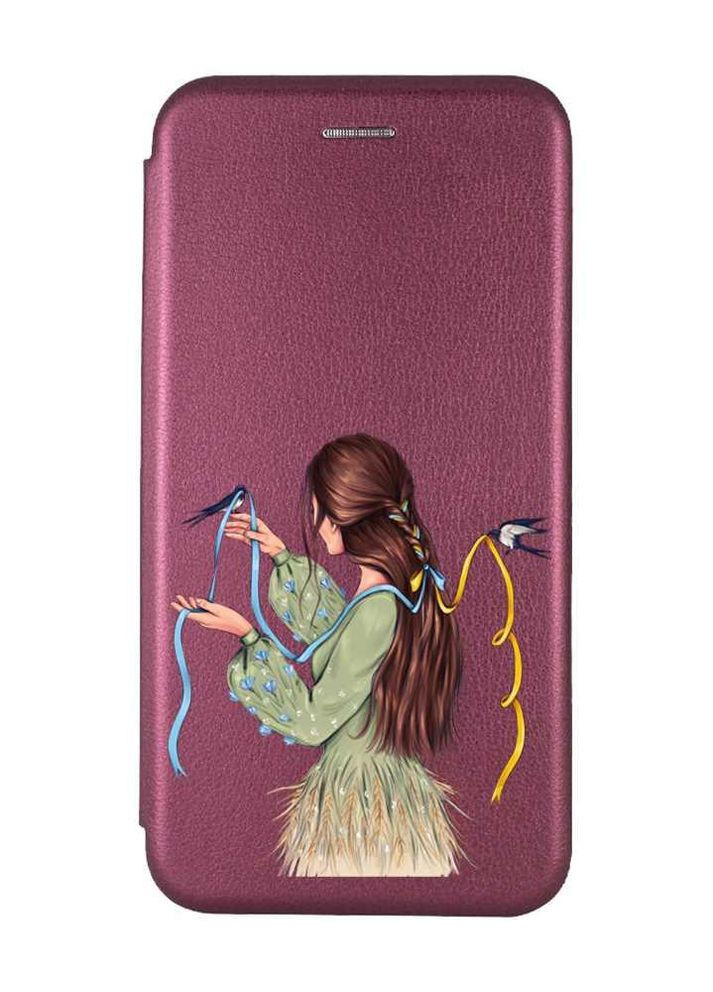 Чехол-книжка с рисунком для Samsung Galaxy J5(2016) J510 Бордовый :: Девушка с ласточками (принт 16) Creative (263696797)