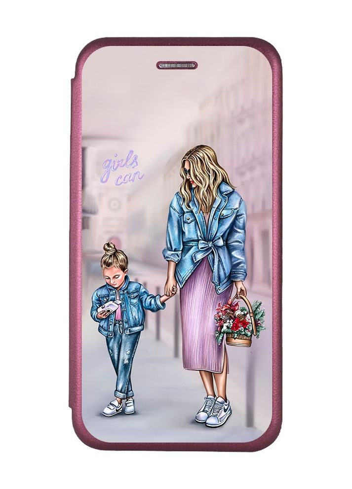 Чехол-книжка с рисунком для Samsung Galaxy M30s / М21 Бордовый :: Мама и дочь (принт 56) Creative (263698253)