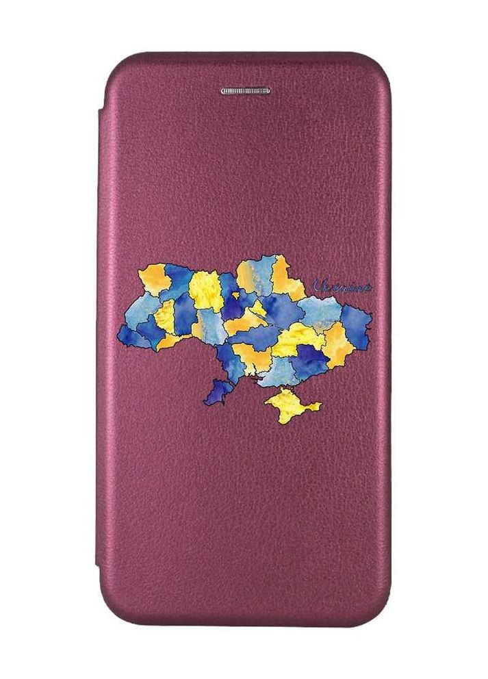 Чехол-книжка с рисунком для Xiaomi Redmi Note 10 Pro/Note 10 Pro Max Бордовый :: Карта Украины (принт 261) Creative (263698896)
